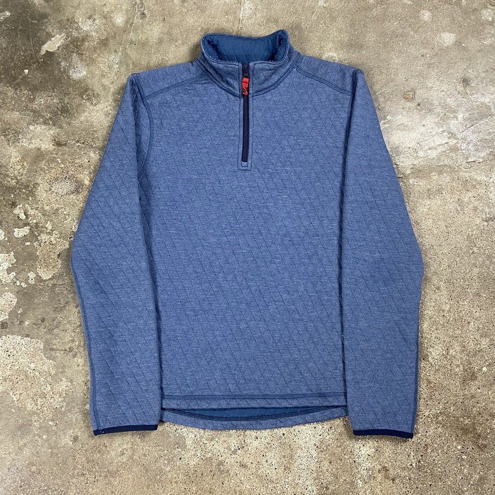 J.Crew 1/4 Zip Quilted Fleece Size Small Blue Mock Neck Pullover Long Sleeve